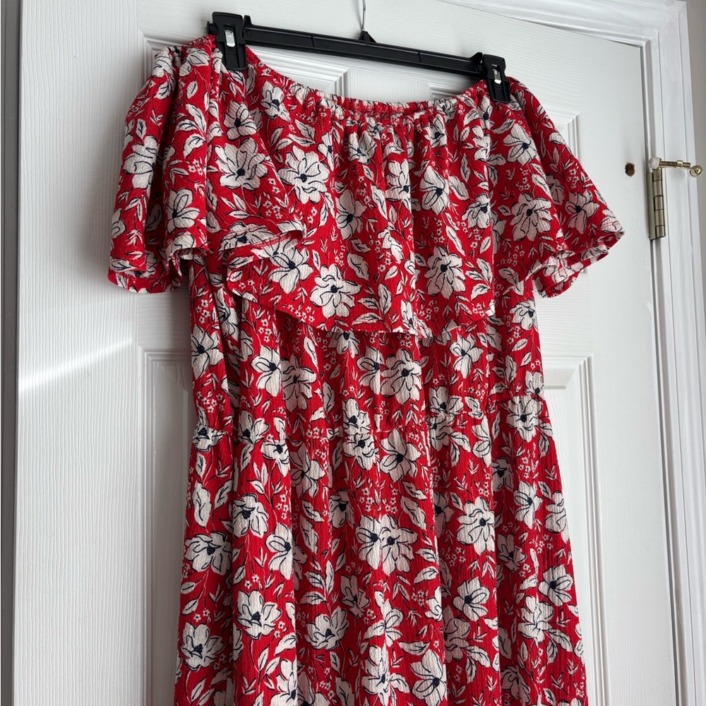Cato Red Floral Off-Shoulder Dress - Picture 2 of 3
